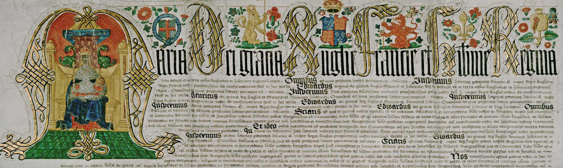Detail from 1553 Queen Mary Charter (ref C-BRC.22)